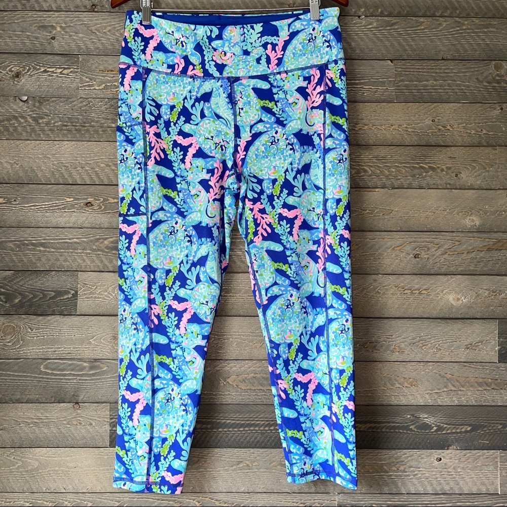 Lilly Pulitzer Blue and Green Leggings High Waist Stretch